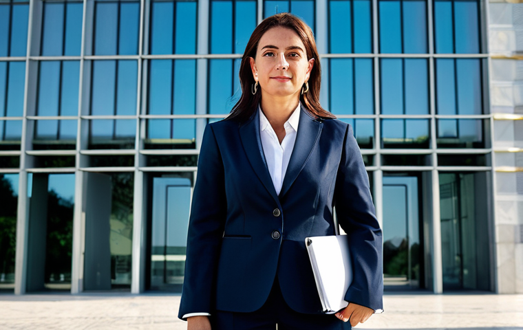 중국어 발음 교정 방법 - **

"A professional businesswoman in a modest business suit, standing in front of a modern office bu...